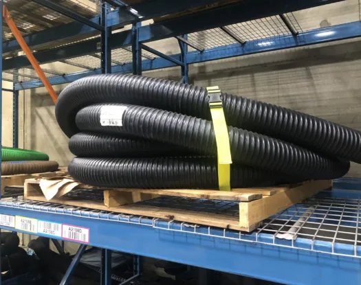 Yellow strap bundling corrugated hose