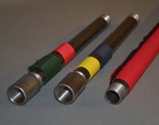 Colour markers on steel pipe
