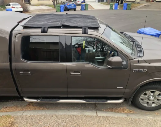Sunroof hail cover on a pickup