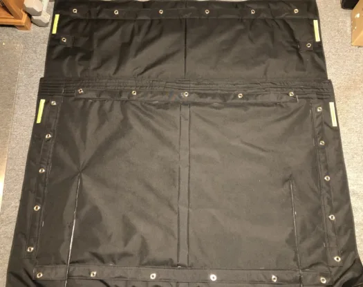 Two-piece windshield cover, laid flat