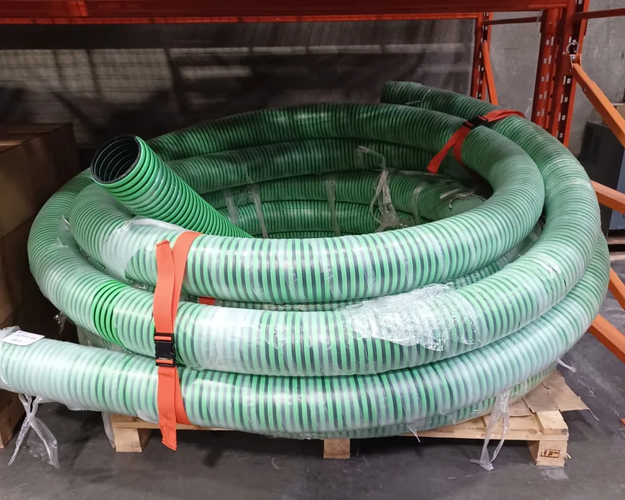 Orange strap bundling suction hose