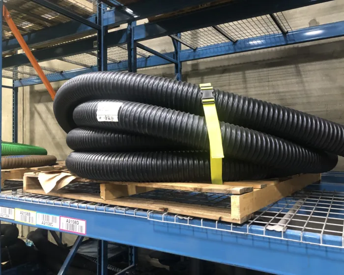 Yellow strap bundling corrugated hose
