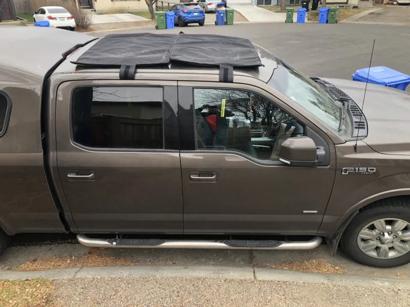 Sunroof hail cover on a pickup