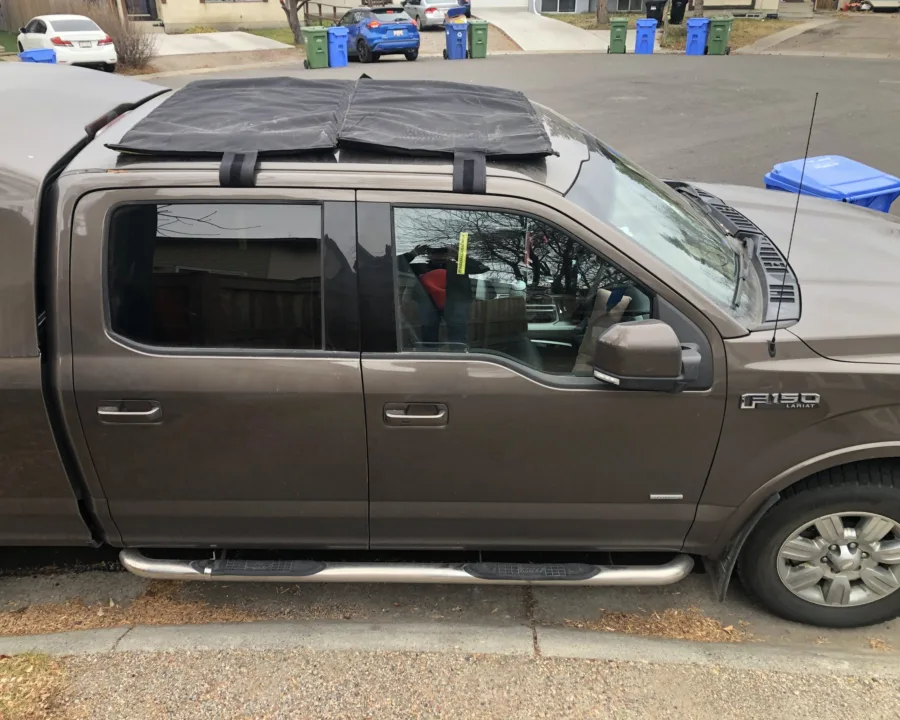 Sunroof hail cover on a pickup