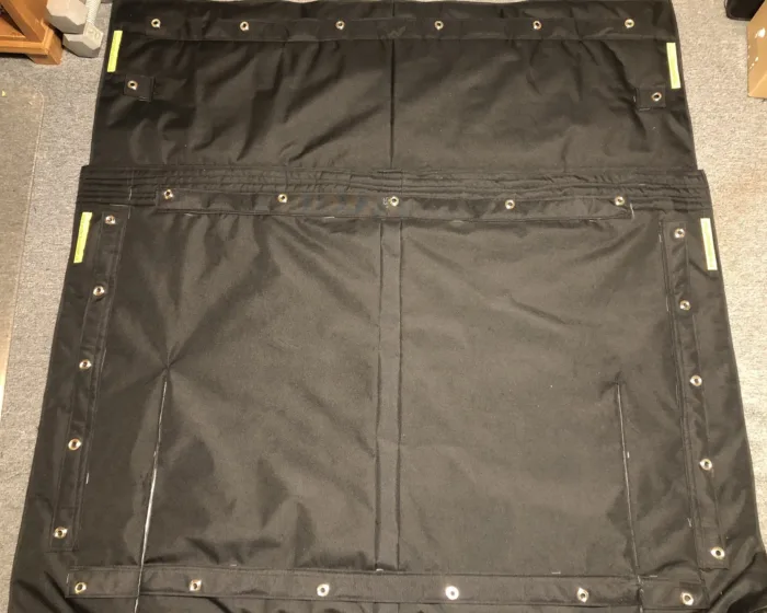 Two-piece windshield cover, laid flat